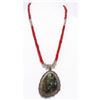Image 1 : Navajo Royston Turquoise & Coral Necklace by Fred Peters Sterling Silver