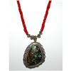 Image 2 : Navajo Royston Turquoise & Coral Necklace by Fred Peters Sterling Silver