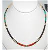 Image 1 : Santo Domingo Rolled Pen Shell, Orange Spiny & Turquoise Heishi Necklace 16"L