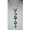 Image 1 : Navajo Blue Royston Turquoise Lariat Necklace Sterling Silver K. Pino