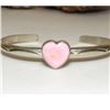 Image 1 : Navajo Pink Conch Heart Bracelet Stacker Sterling Silver Cuff G. Jones