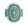 Image 1 : Navajo Turquoise Cluster Cuff Bracelet Sterling Silver Native American Signed