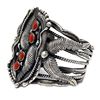 Image 2 : Vintage Navajo Sterling Silver Coral Cuff Bracelet Herbert Tsosie