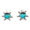 Image 1 : Navajo Lady Bug Inlay Post Earrings Turquoise Jet A. McCabe