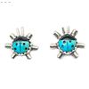 Image 2 : Navajo Lady Bug Inlay Post Earrings Turquoise Jet A. McCabe
