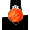 Image 2 : Navajo Orange Spiny Ring Size 6 Sterling Silver Native American S. Skeets