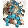 Image 1 : Navajo Squash Blossom Necklace Kingman Turquoise Necklace Sterling Silver