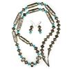 Image 2 : Navajo Pearls Necklace & Earrings Set Sterling Silver Barrel & Saucer Beads