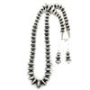 Image 1 : Navajo Pearls Hand Stamped Necklace & Earrings Set Sterling Silver Saucer Beads