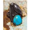 Image 1 : Old Pawn Navajo Turquoise Squash Blossom Ring Size 9 Sterling Silver