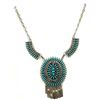Image 1 : Old Pawn Zuni Turquoise Petit Point Cluster Necklace Sterling Silver Signed