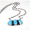 Image 1 : Navajo Golden Hills Turquoise Cluster Bar Necklace Sterling Silver S Skeets