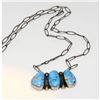 Image 3 : Navajo Golden Hills Turquoise Cluster Bar Necklace Sterling Silver S Skeets