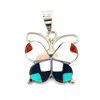Image 2 : Zuni Inlay Butterfly Pendant Sterling Silver Dishta