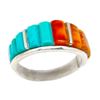Image 2 : Navajo Turquoise Spiny Cobble Inlay Ring Sz 9 Sterling Silver Edison Yazzie