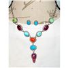 Image 3 : Navajo Turquoise Spiny Oyster Lariat Necklace Earrings Sterling Silver D. Begay