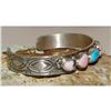 Image 3 : Navajo Pink Conch Hearts & Turquoise Bracelet Stacker Sterling G. Jones