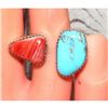 Image 2 : Navajo Turquoise Orange Spiny Ring Sz 7.5 Adjustable Sterling Silver J Long