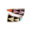 Image 2 : Zuni Turquoise Coral Inlay Adjustable Ring Sz 7 Sterling Silver T. Qualo