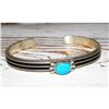 Image 2 : Navajo Sterling Turquoise Stacker Bracelet D. Yazzie Native American