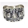 Image 1 : Navajo Band Ring Size 8 Sterling Silver Repousse Band Signed Bennie Ramone
