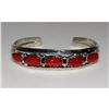 Image 1 : Signed Navajo Mediterranean Coral Cuff Bracelet Sterling Silver Native American