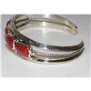 Image 2 : Signed Navajo Mediterranean Coral Cuff Bracelet Sterling Silver Native American