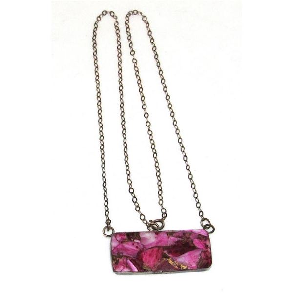 Navajo Purple Oyster Bar Necklace Sterling Silver Native American
