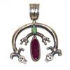 Image 1 : Navajo V. Cayatineto Navajo Turquoise Purple Spiny Sterling Silver Naja Pendant