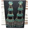 Image 3 : Zuni Needlepoint Turquoise Dangle Statement Earrings Sterling Silver 4"