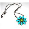 Image 1 : Navajo Sonoran Gold Turquoise Cluster Bar Necklace Sterling Silver B Lee