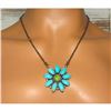 Image 2 : Navajo Sonoran Gold Turquoise Cluster Bar Necklace Sterling Silver B Lee
