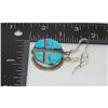 Image 3 : Navajo Turquoise Coral Inlay Half Moon Earrings