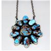 Image 2 : Navajo Golden Hills Turquoise Cluster Bar Necklace Sterling Silver T. Long