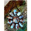 Image 3 : Navajo Golden Hills Turquoise Cluster Bar Necklace Sterling Silver T. Long