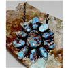 Image 4 : Navajo Golden Hills Turquoise Cluster Bar Necklace Sterling Silver T. Long