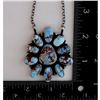 Image 9 : Navajo Golden Hills Turquoise Cluster Bar Necklace Sterling Silver T. Long