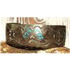 Image 1 : VTG Navajo Sterling Silver Turquoise Coral Inlay Statement Bracelet J Yazzie