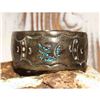 Image 3 : VTG Navajo Sterling Silver Turquoise Coral Inlay Statement Bracelet J Yazzie