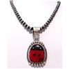 Image 2 : Navajo Lady Bug Inlay Pendant Sterling Turquoise Coral Navajo Pearls P. Yazzie