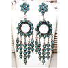 Image 3 : Zuni Needlepoint Turquoise Dangle Statement Earrings Sterling Silver 3"
