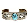 Image 1 : Navajo Kingman Turquoise Tufa Cast Sterling Stars Bracelet 7" Kevin Yazzie