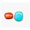 Image 1 : Navajo Turquoise Orange Spiny Ring Sz 8 Adjustable Sterling Silver J Long