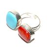 Image 2 : Navajo Turquoise Orange Spiny Ring Sz 8 Adjustable Sterling Silver J Long