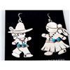 Image 1 : Navajo Men & Woman Dangle Earrings Sterling Silver Turquoise Song Dance Ceremony