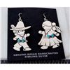 Image 4 : Navajo Men & Woman Dangle Earrings Sterling Silver Turquoise Song Dance Ceremony