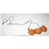 Image 2 : Navajo Orange Spiny Bar Necklace Sterling Silver Native American Signed