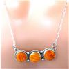 Image 3 : Navajo Orange Spiny Bar Necklace Sterling Silver Native American Signed