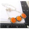 Image 8 : Navajo Orange Spiny Bar Necklace Sterling Silver Native American Signed