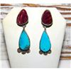 Image 2 : Navajo Purple Spiny Kingman Turquoise Dangle Earrings Sterling Native American